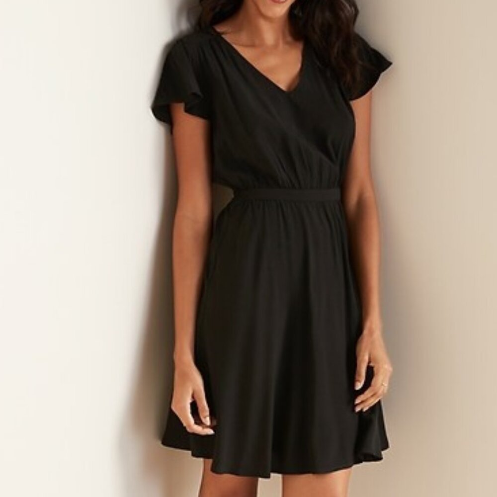 Old Navy Waist-Defined V-Neck Flutter-Sleeve Dress XL Petite